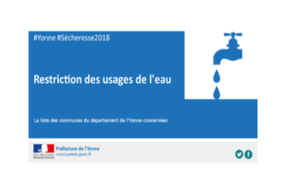 3 septembre 2018 : restrictions des usages de l'eau dans 6 secteurs