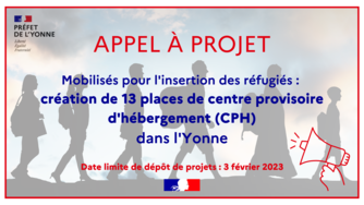 Appel à projets pour la création de 13 places de centre provisoire d’hébergement (CPH) dans l’Yonne.